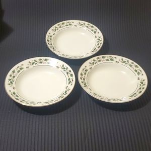 Vintage Venture Porcelain Ware Set of 3 Rim Soup Bowls 8" Dia.